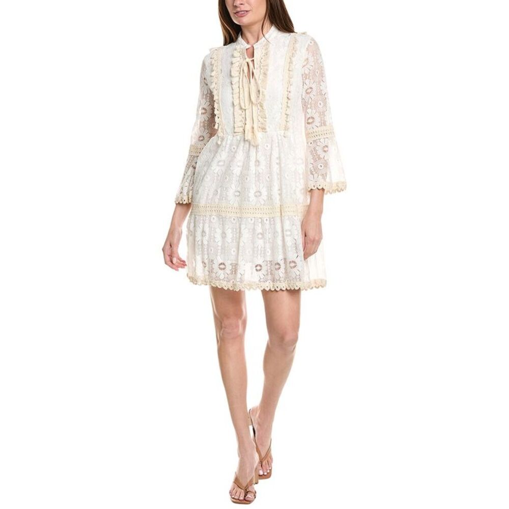 Anna Kay Womens Viva Lace Mini Dress, White